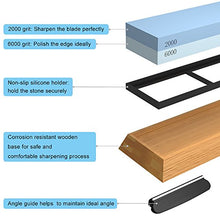Sharpening Stone, BearMoo Waterstone Combination Grit 2000/6000 Whestone with Bamboo Base, Blade Guide l kitchen Knife Sharpener