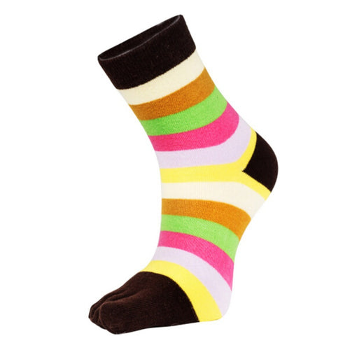 Outdoor Five Toe Striped Pattern Unisex Socks, Fitness Sweat Absorbing Flexible Socks for Tabi