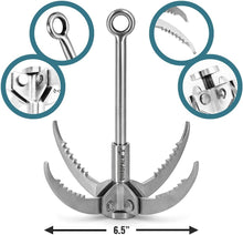 Grappling Hook with 10m Rope – Multifunctional Grapple Hook - 4 Stainless Steel Folding Claws - Heavy duty