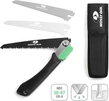 3 in 1 Folding Saw, Pruning Hand Saw with Wood, Metal and PVC Blade, Camping Saw for Backpacking, Hunting and Bushcraft, Pouch Included