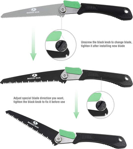 3 in 1 Folding Saw, Pruning Hand Saw with Wood, Metal and PVC Blade, Camping Saw for Backpacking, Hunting and Bushcraft, Pouch Included