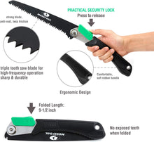 3 in 1 Folding Saw, Pruning Hand Saw with Wood, Metal and PVC Blade, Camping Saw for Backpacking, Hunting and Bushcraft, Pouch Included