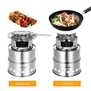 TOMSHOO Camping Stove & Backpacking Stove-Portable Folding Windproof Wood Burning Stove Compact Stainless Steel Alcohol Stove Outdoor Camping Hiking Picnic BBQ