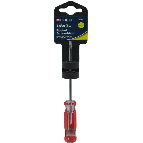 Allied Tools 65051 1/8-Inch x 3-Inch Pocket Screwdriver with Clip, Black