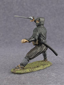 Ninja Shinobi Hand Painted Tin Metal 54mm Action Figures Toy Soldiers Size 1/32 Scale for Home Décor Accents Collectible Figurines