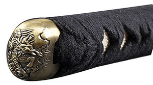 Handmade Sword - Stainless Steel Unsharpened Iaido Training Katana Sword, Handmade, Full Tang, Dragon Tsuba, Black Scabbard