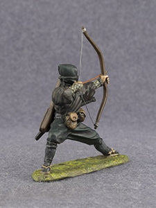 Ninja Shinobi Archer Hand Painted Tin Metal 54mm Action Figures Toy Soldiers Size 1/32 Scale for Home Décor Accents Collectible Figurines