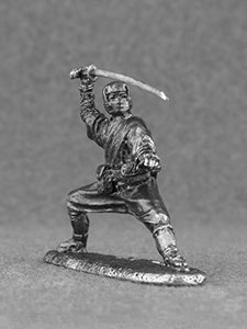 Ninja Shinobi Unpainted Tin Metal 54mm Action Figures Toy Soldiers Size 1/32 Scale for Home Décor Accents Collectible Figurines