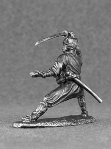 Ninja Shinobi Unpainted Tin Metal 54mm Action Figures Toy Soldiers Size 1/32 Scale for Home Décor Accents Collectible Figurines