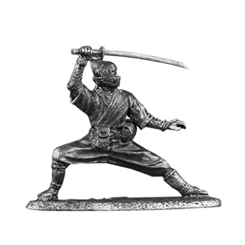 Ninja Shinobi Unpainted Tin Metal 54mm Action Figures Toy Soldiers Size 1/32 Scale for Home Décor Accents Collectible Figurines
