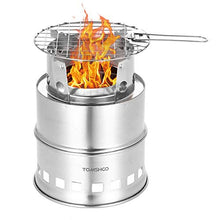 TOMSHOO Camping Stove & Backpacking Stove-Portable Folding Windproof Wood Burning Stove Compact Stainless Steel Alcohol Stove Outdoor Camping Hiking Picnic BBQ