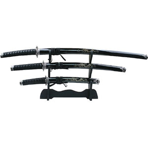 Whetstone Cutlery 00-7X35 Dragon Samurai Sword Set, Black