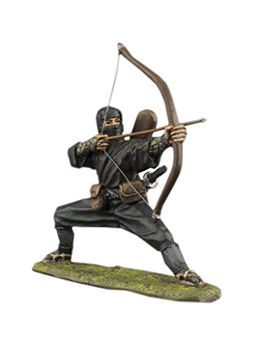 Ninja Shinobi Archer Hand Painted Tin Metal 54mm Action Figures Toy Soldiers Size 1/32 Scale for Home Décor Accents Collectible Figurines