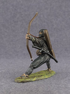 Ninja Shinobi Archer Hand Painted Tin Metal 54mm Action Figures Toy Soldiers Size 1/32 Scale for Home Décor Accents Collectible Figurines
