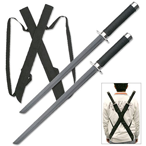 Dual Twin Ninja Sword with Dual Shoulder Sheath Each Blade