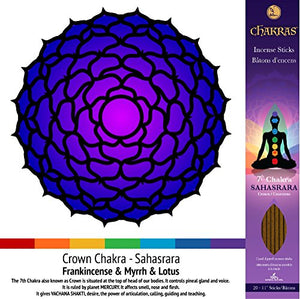 7 Chakras Quality Incense Sticks Variety Set of 140 x 60 minute sticks with wood burner Great for Meditation, Yoga, Relaxation, Magic, Healing, & Rituals - 100% Natural & Hand Dipped