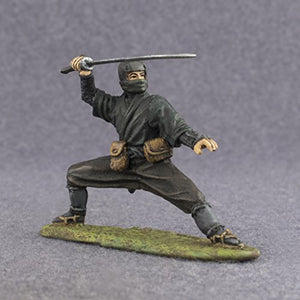Ninja Shinobi Hand Painted Tin Metal 54mm Action Figures Toy Soldiers Size 1/32 Scale for Home Décor Accents Collectible Figurines