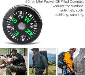 Compass, Mini Pocket Dial Survival Compass Button