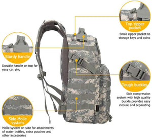 Oleader 30L Tactical Backpack Military Molle 3 Day Assault Pack Bug out Bag Rucksack for Outdoor Hiking Shooting Camping Trekking Hunting