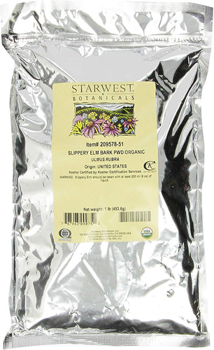 Organic Slippery Elm Bark Powder, 1 lb Bag
