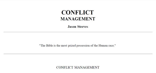 Conflict Management - Jason Steeves