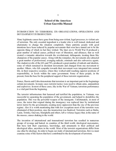 School of the Americas Urban Guerrilla Manual