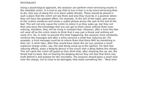How To Become An Assassin (The Propagation)