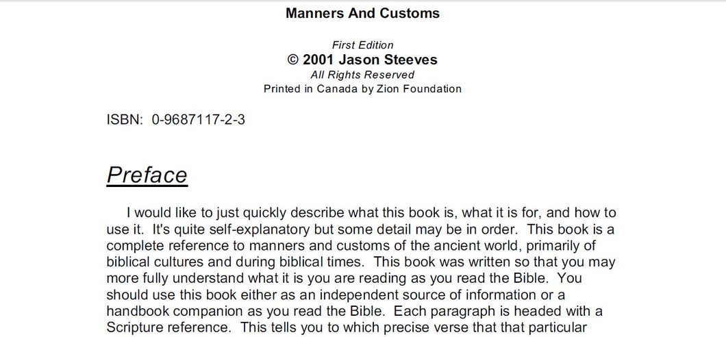Manners and Customs - Jason Steeves