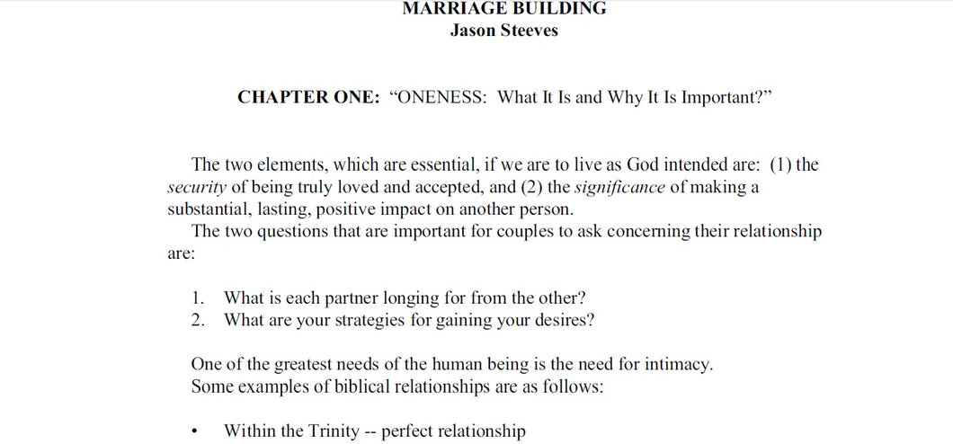 Marriage Building - Jason Steeves