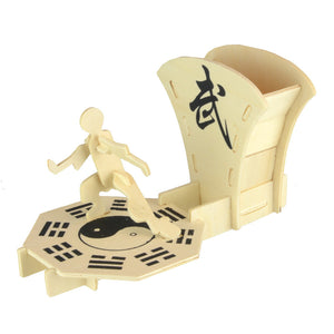 Starz 3D Wooden Kung Fu Martial Art Pen-Container Puzzles Toys Static Model Wood Craft Building Kits Children Gifts for Kids