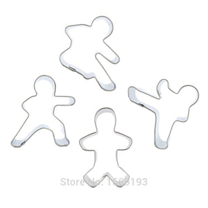 Four Martial Arts Masters Shape, Cake Decorating Fondant Cutter Tools Set, Cookie Biscuit Baking Molds