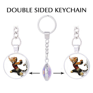 The Furious Five Kung Fu Panda keychains Raccoon Master styles of Chinese martial arts key holder  Animated Movie jewelry