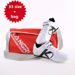 Kangrui White strip breathable Taekwondo Shoes Martial Arts Sneaker kids sport shoes Professional Training Competition shoes