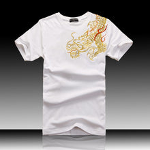 New Arrival China National Wind Dragon, embroidery shirts, tops for Summer, short-sleeve high-quality cotton t-shirt