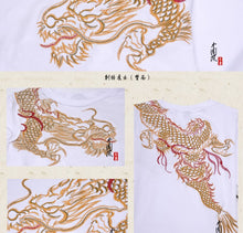 New Arrival China National Wind Dragon, embroidery shirts, tops for Summer, short-sleeve high-quality cotton t-shirt