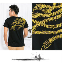 New Arrival, Chinese Style Dragon, Phoenix Embroidery, Men's Round Neck Cotton Shirts