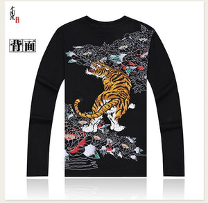 New Arrival, Chinese Style Dragon Embroidery, Men's Round Neck Cotton Shirts