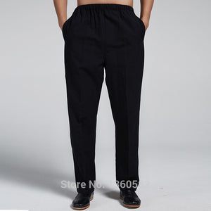 Dark blue Traditional Chinese style, Men's 100% Pure Cotton Trousers, Martial Arts Pants Size M L XL XXL XXXL