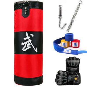 90cm Punching Bag, Fitness Sandbags, Striking Drop Hollow Empty Sand Bag with Chain, Martial Art Training Punch Target