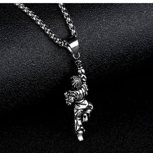 Stainless Steel Necklace for Men Martial Arts Dragon Fist, Pendant Necklace Silver Color, Chain Jewelry
