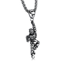 Stainless Steel Necklace for Men Martial Arts Dragon Fist, Pendant Necklace Silver Color, Chain Jewelry