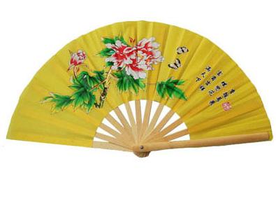 4 colours, martial arts performance fans, green/yellow/white/blue