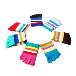 Outdoor Five Toe Striped Pattern Unisex Socks, Fitness Sweat Absorbing Flexible Socks for Tabi