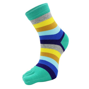 Outdoor Five Toe Striped Pattern Unisex Socks, Fitness Sweat Absorbing Flexible Socks for Tabi