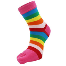 Outdoor Five Toe Striped Pattern Unisex Socks, Fitness Sweat Absorbing Flexible Socks for Tabi