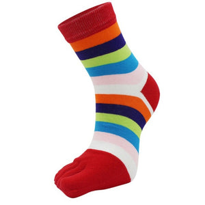 Outdoor Five Toe Striped Pattern Unisex Socks, Fitness Sweat Absorbing Flexible Socks for Tabi