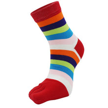 Outdoor Five Toe Striped Pattern Unisex Socks, Fitness Sweat Absorbing Flexible Socks for Tabi