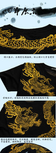 Chinese style men's t shirt, new, short-sleeved, round neck, dragon, original cotton t-shirt, Martial Art tops
